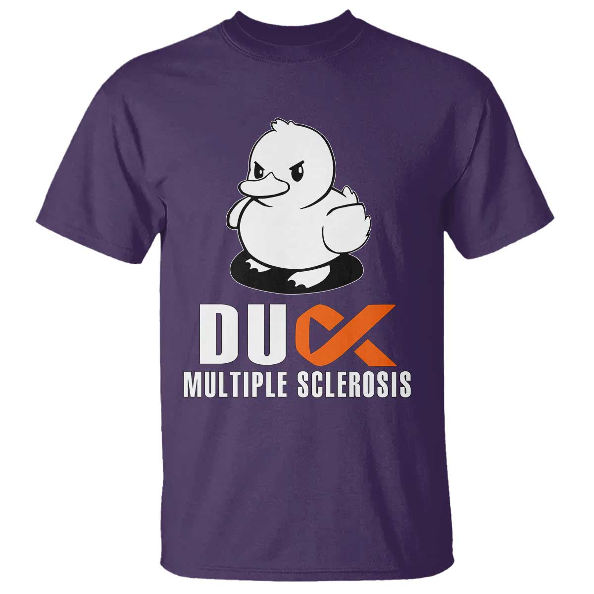 Duck Multiple Sclerosis Support Squad T Shirt Orange Ribbon MS Fighter
