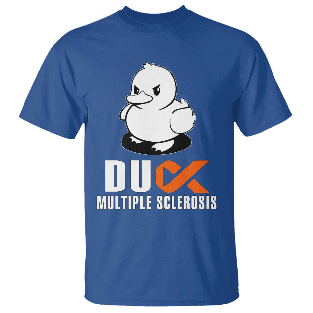 Duck Multiple Sclerosis Support Squad T Shirt Orange Ribbon MS Fighter