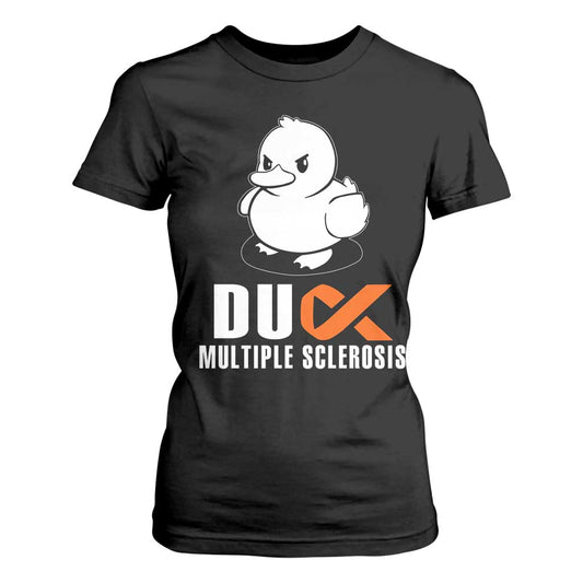 Duck Multiple Sclerosis Support Squad T Shirt For Women Orange Ribbon MS Fighter