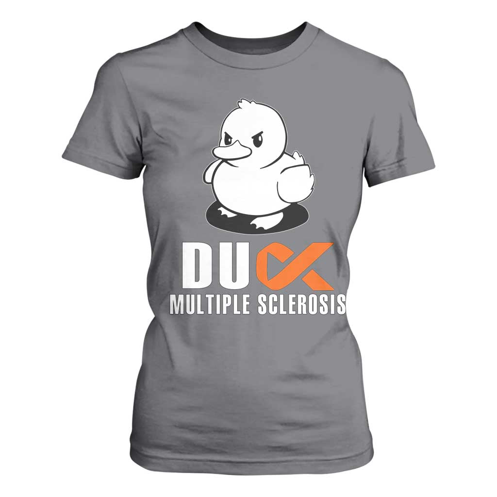 Duck Multiple Sclerosis Support Squad T Shirt For Women Orange Ribbon MS Fighter