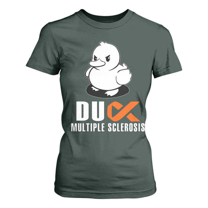 Duck Multiple Sclerosis Support Squad T Shirt For Women Orange Ribbon MS Fighter