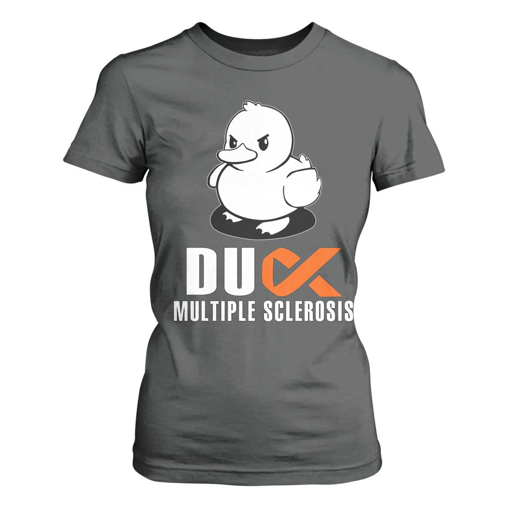 Duck Multiple Sclerosis Support Squad T Shirt For Women Orange Ribbon MS Fighter