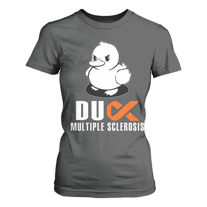 Duck Multiple Sclerosis Support Squad T Shirt For Women Orange Ribbon MS Fighter