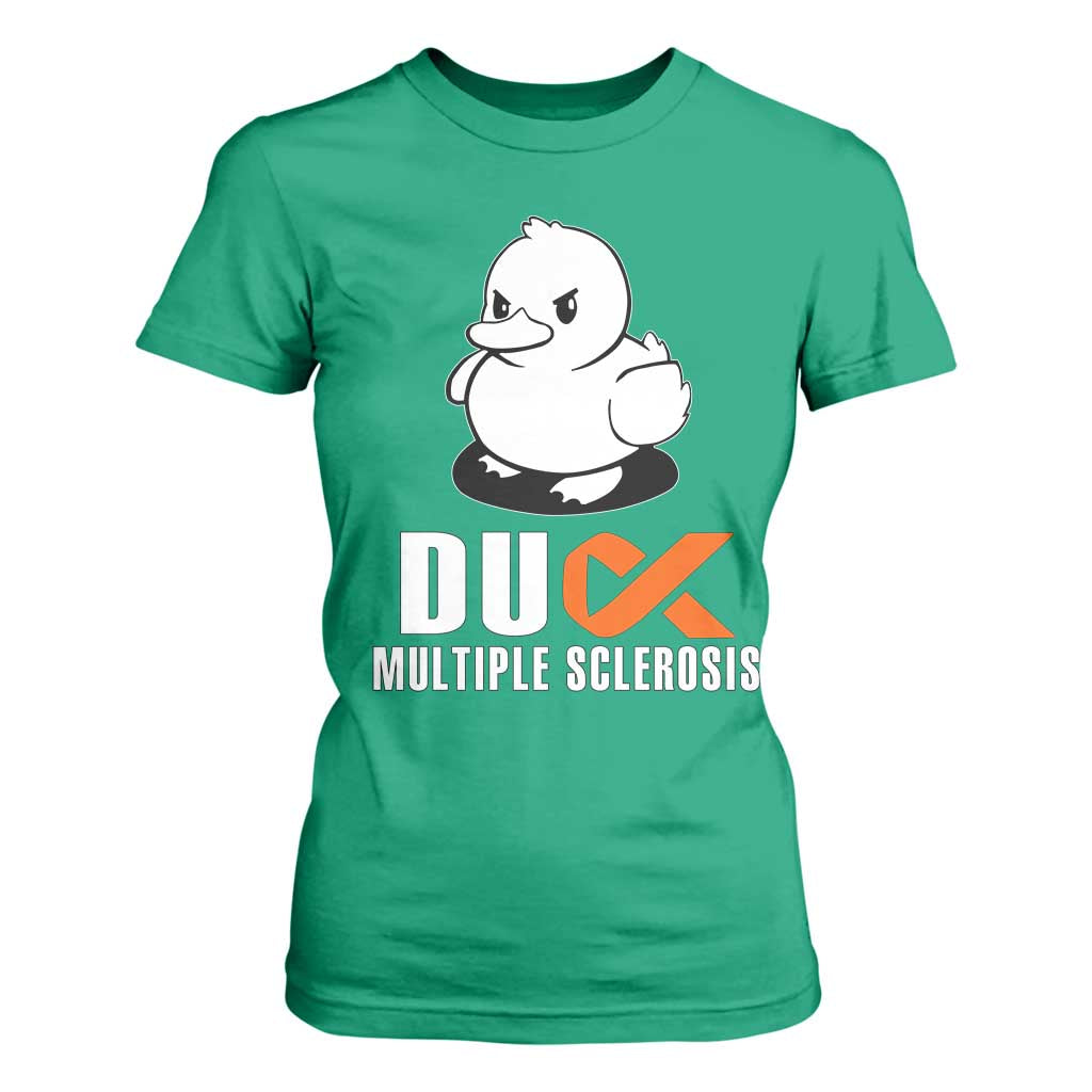 Duck Multiple Sclerosis Support Squad T Shirt For Women Orange Ribbon MS Fighter