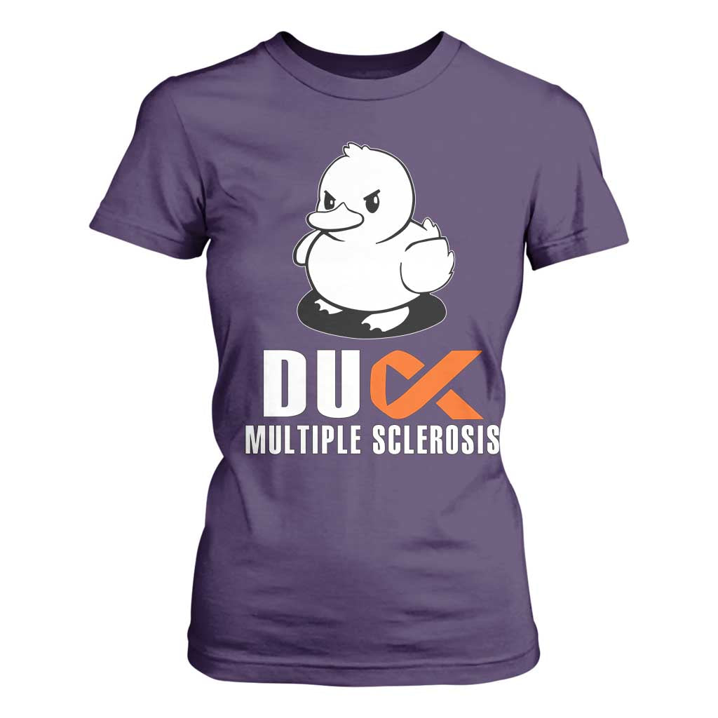 Duck Multiple Sclerosis Support Squad T Shirt For Women Orange Ribbon MS Fighter
