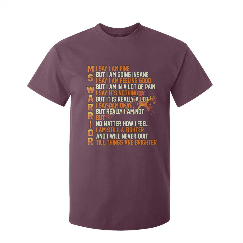 Multiple Sclerosis Support T Shirt For Kid Fight MS Orange Ribbon
