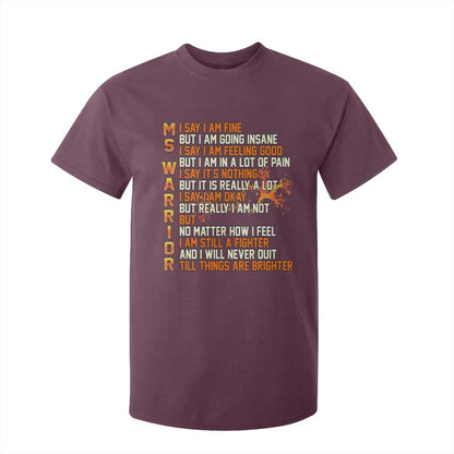 Multiple Sclerosis Support T Shirt For Kid Fight MS Orange Ribbon