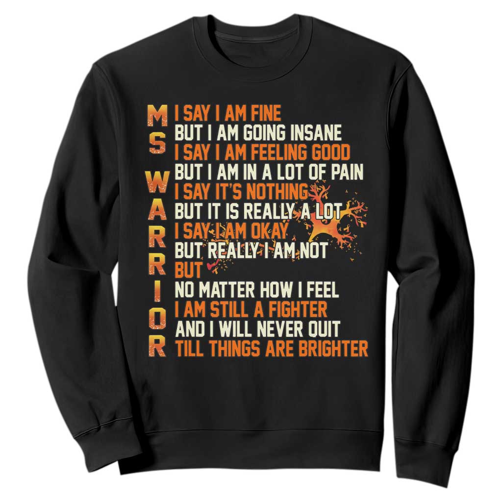 Multiple Sclerosis Support Sweatshirt Fight MS Orange Ribbon