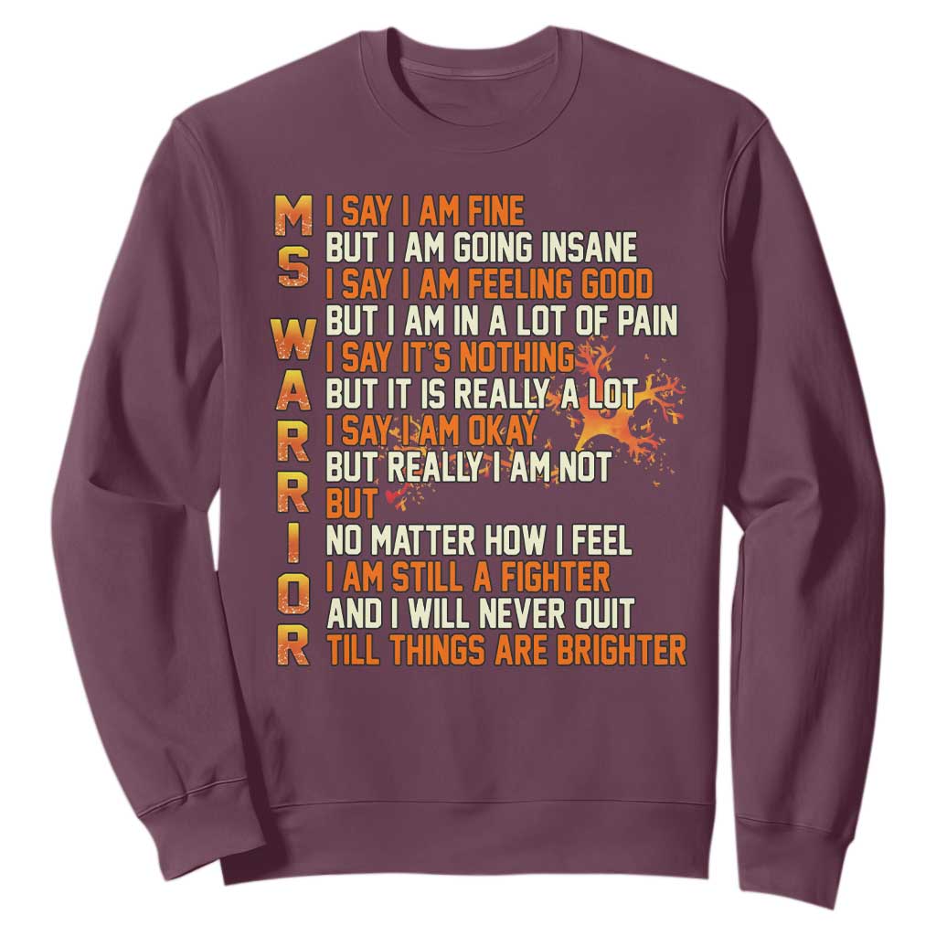 Multiple Sclerosis Support Sweatshirt Fight MS Orange Ribbon
