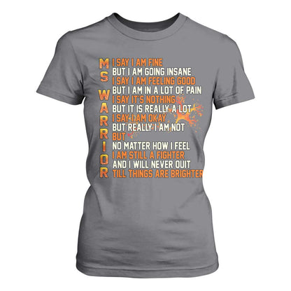 Multiple Sclerosis Support T Shirt For Women Fight MS Orange Ribbon