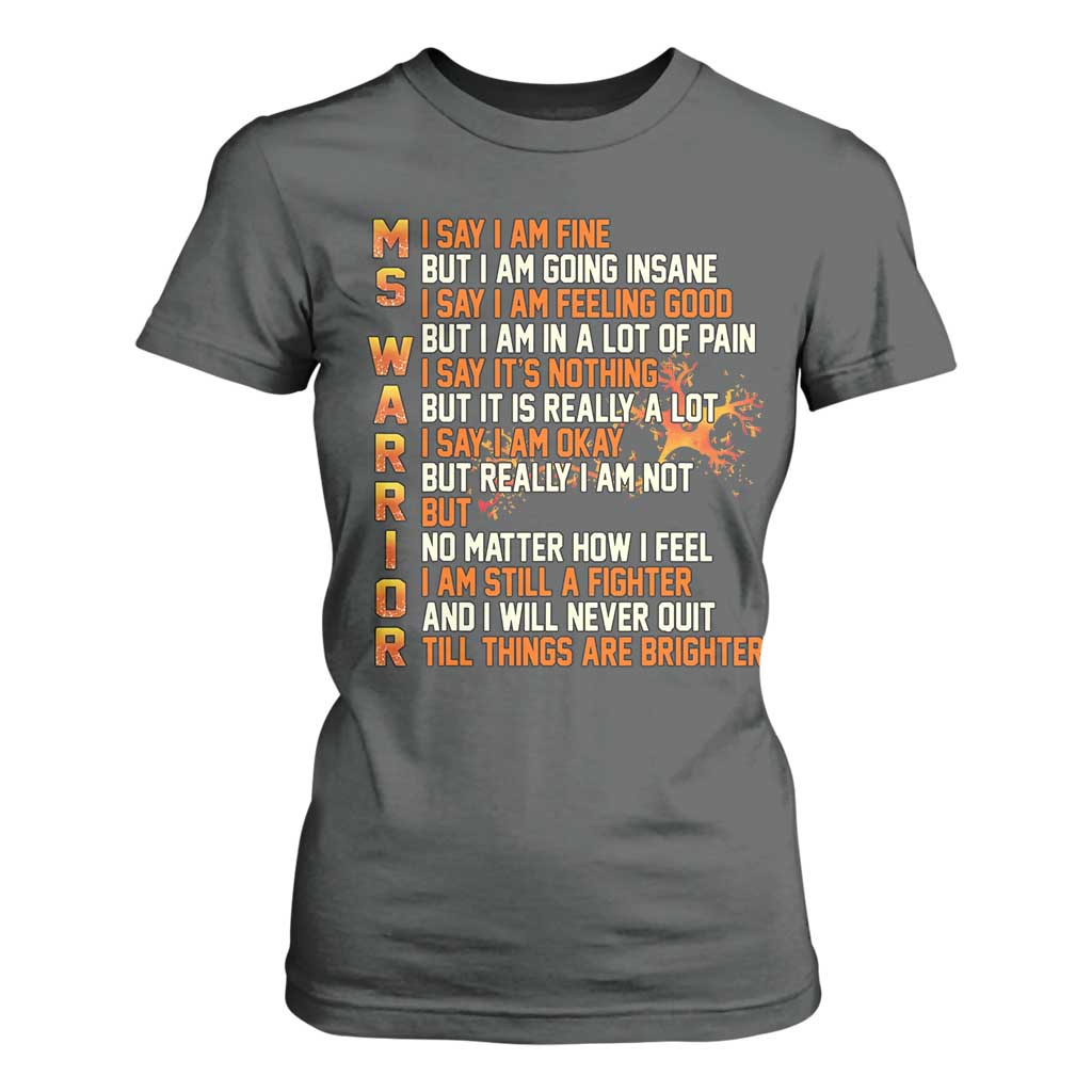 Multiple Sclerosis Support T Shirt For Women Fight MS Orange Ribbon