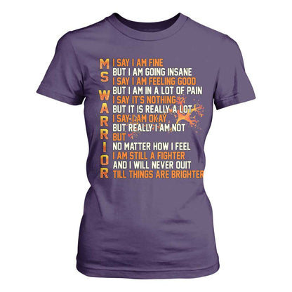 Multiple Sclerosis Support T Shirt For Women Fight MS Orange Ribbon
