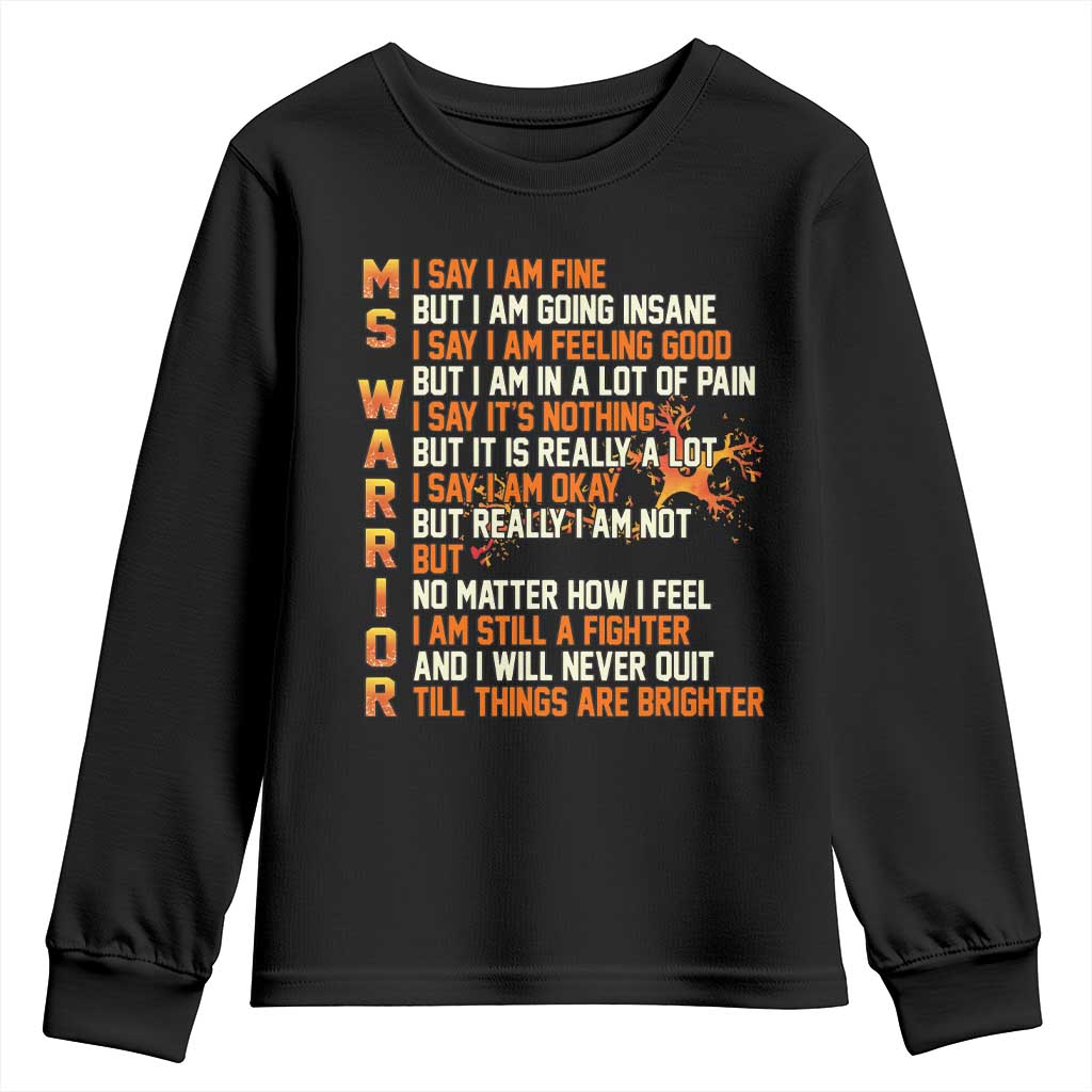 Multiple Sclerosis Support Youth Sweatshirt Fight MS Orange Ribbon