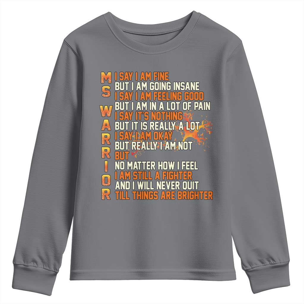 Multiple Sclerosis Support Youth Sweatshirt Fight MS Orange Ribbon