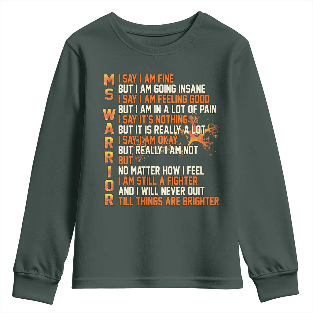 Multiple Sclerosis Support Youth Sweatshirt Fight MS Orange Ribbon