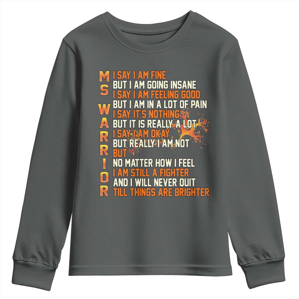 Multiple Sclerosis Support Youth Sweatshirt Fight MS Orange Ribbon