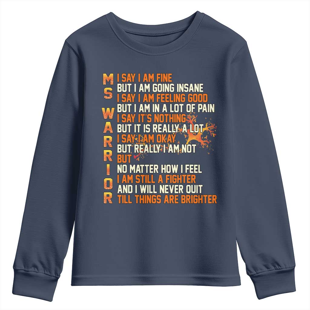 Multiple Sclerosis Support Youth Sweatshirt Fight MS Orange Ribbon