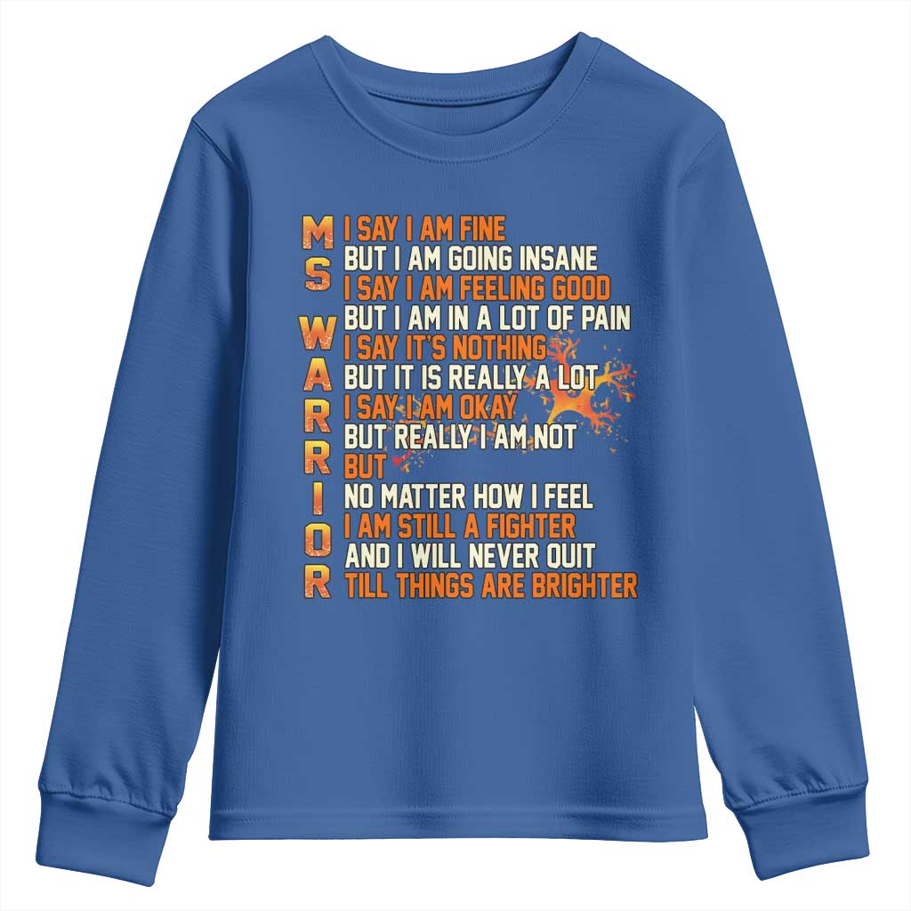 Multiple Sclerosis Support Youth Sweatshirt Fight MS Orange Ribbon