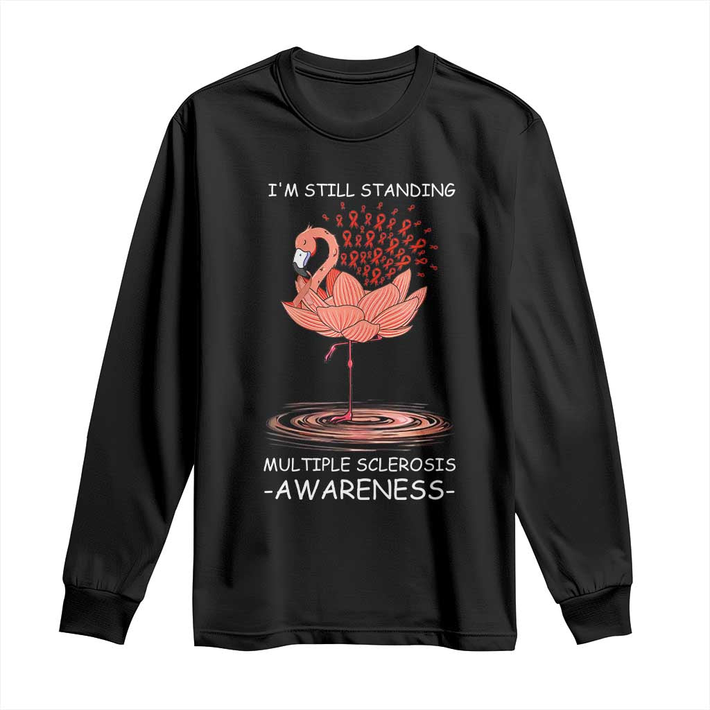 Multiple Sclerosis Survivor Long Sleeve Shirt Fight MS Orange Ribbon