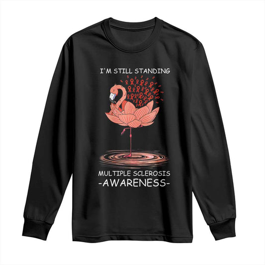 Multiple Sclerosis Survivor Long Sleeve Shirt Fight MS Orange Ribbon