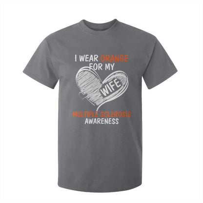 Multiple Sclerosis Support T Shirt For Kid Orange Ribbon I Wear Orange For My Wife