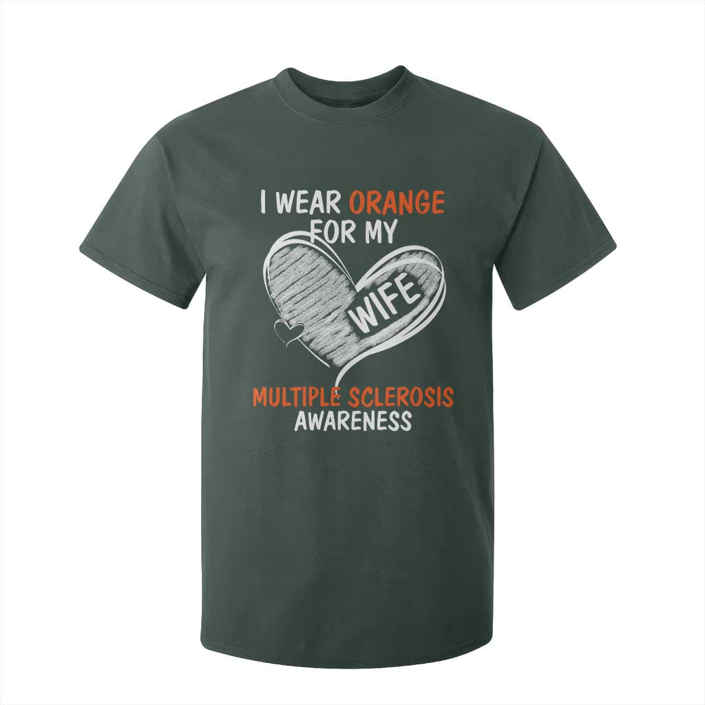 Multiple Sclerosis Support T Shirt For Kid Orange Ribbon I Wear Orange For My Wife