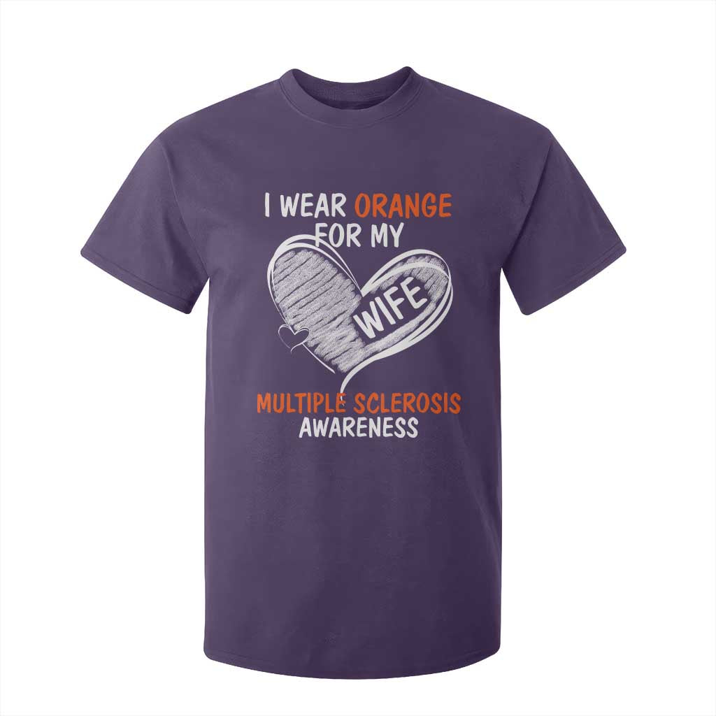 Multiple Sclerosis Support T Shirt For Kid Orange Ribbon I Wear Orange For My Wife