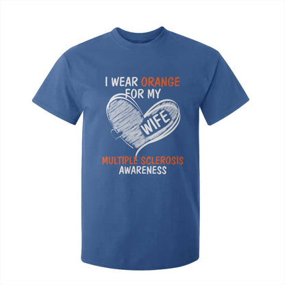Multiple Sclerosis Support T Shirt For Kid Orange Ribbon I Wear Orange For My Wife