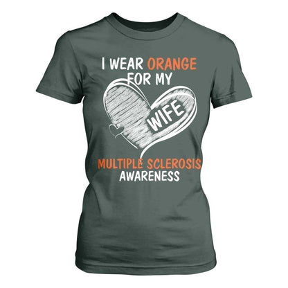 Multiple Sclerosis Support T Shirt For Women Orange Ribbon I Wear Orange For My Wife