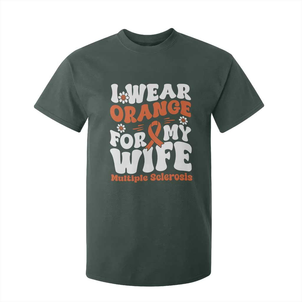 Multiple Sclerosis Support T Shirt For Kid Orange Ribbon I Wear Orange For My Wife Fight MS