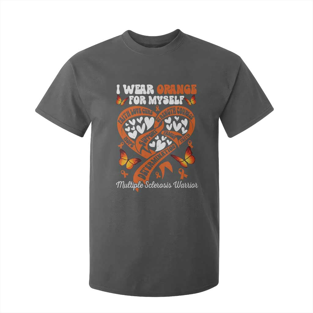 Multiple Sclerosis Support T Shirt For Kid I Wear Orange For Myself MS Warrior