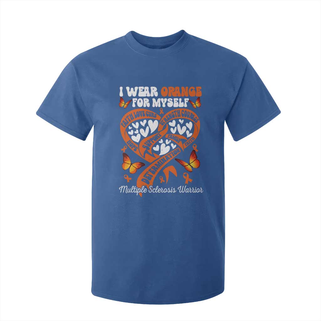 Multiple Sclerosis Support T Shirt For Kid I Wear Orange For Myself MS Warrior