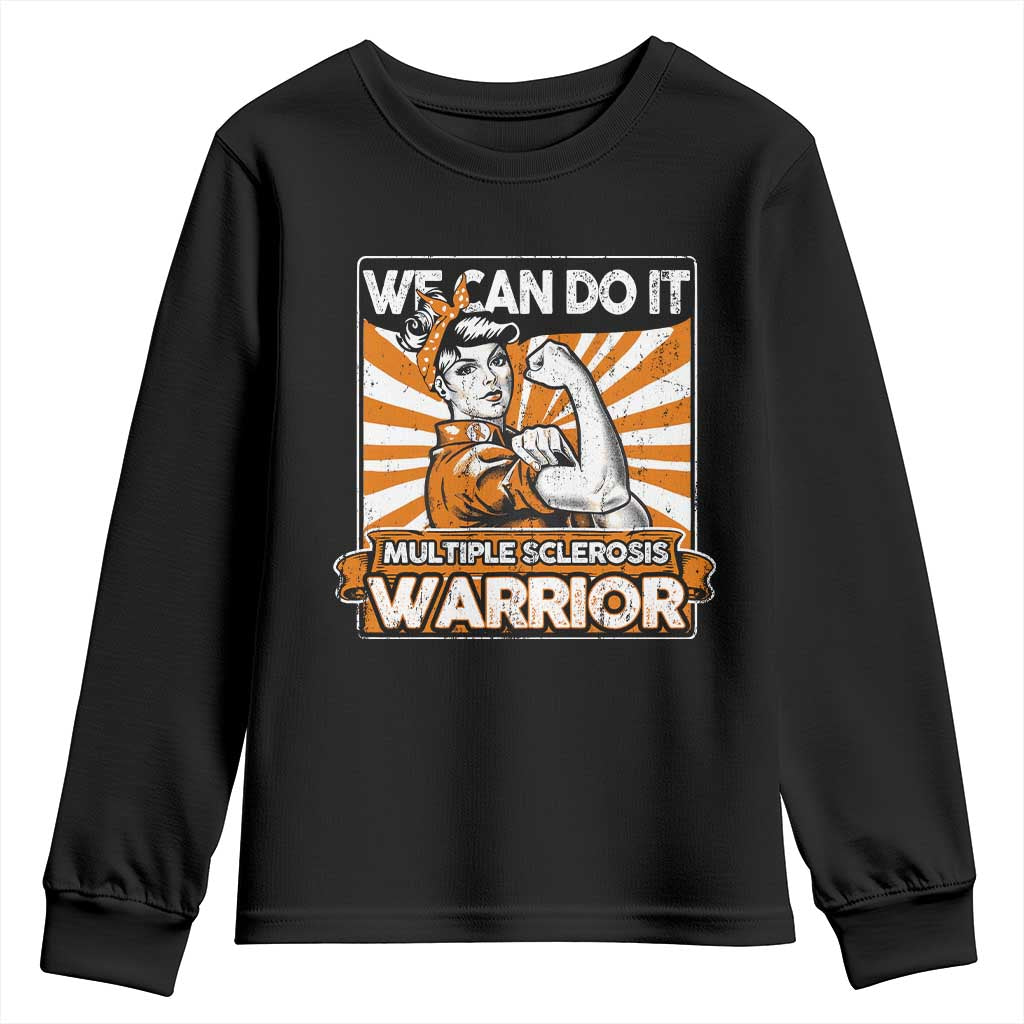 Multiple Sclerosis Support Squad Youth Sweatshirt Orange Ribbon MS Warrior