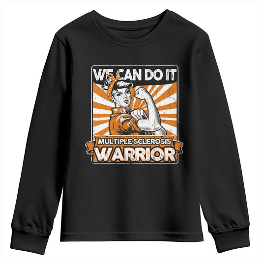 Multiple Sclerosis Support Squad Youth Sweatshirt Orange Ribbon MS Warrior