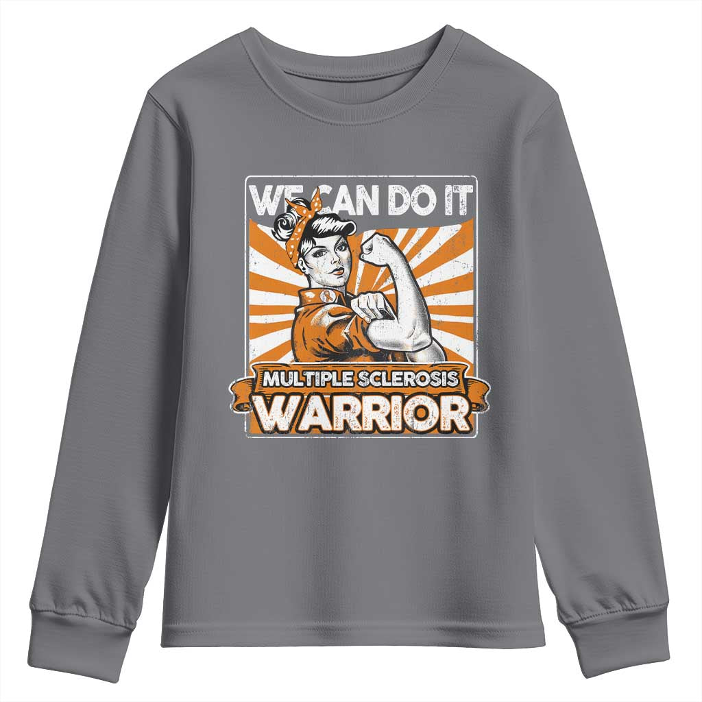 Multiple Sclerosis Support Squad Youth Sweatshirt Orange Ribbon MS Warrior