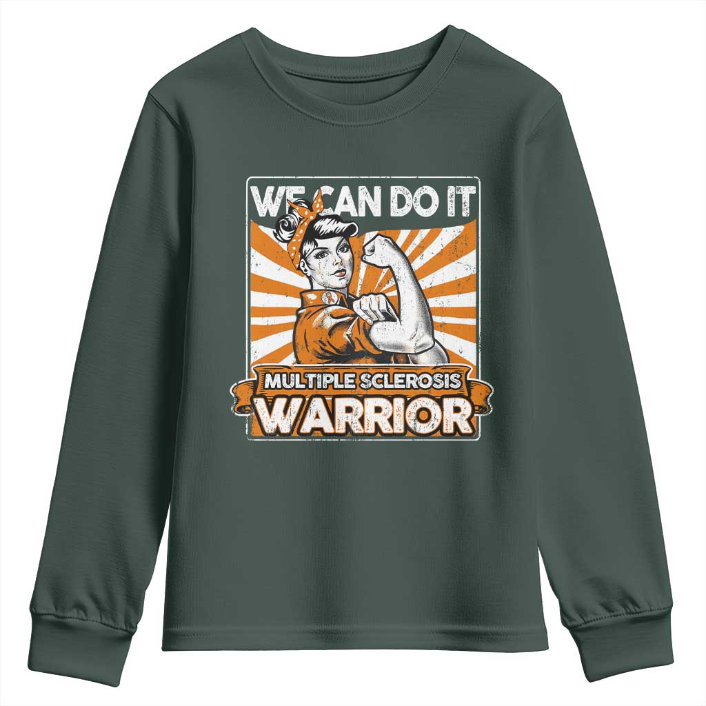 Multiple Sclerosis Support Squad Youth Sweatshirt Orange Ribbon MS Warrior
