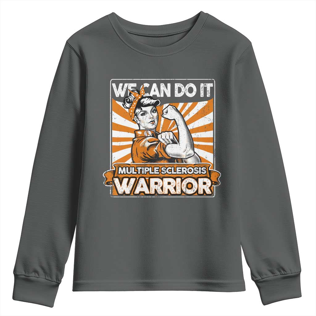 Multiple Sclerosis Support Squad Youth Sweatshirt Orange Ribbon MS Warrior