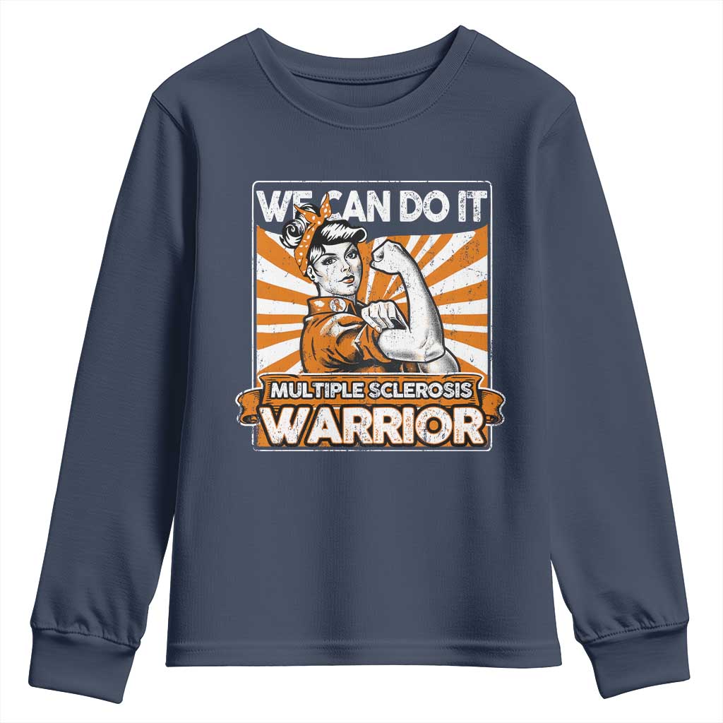 Multiple Sclerosis Support Squad Youth Sweatshirt Orange Ribbon MS Warrior