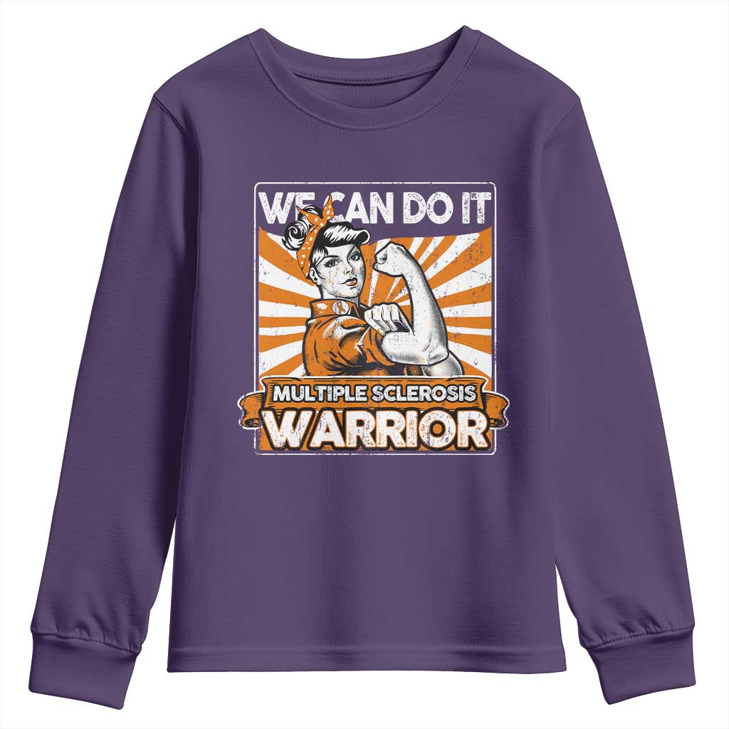 Multiple Sclerosis Support Squad Youth Sweatshirt Orange Ribbon MS Warrior