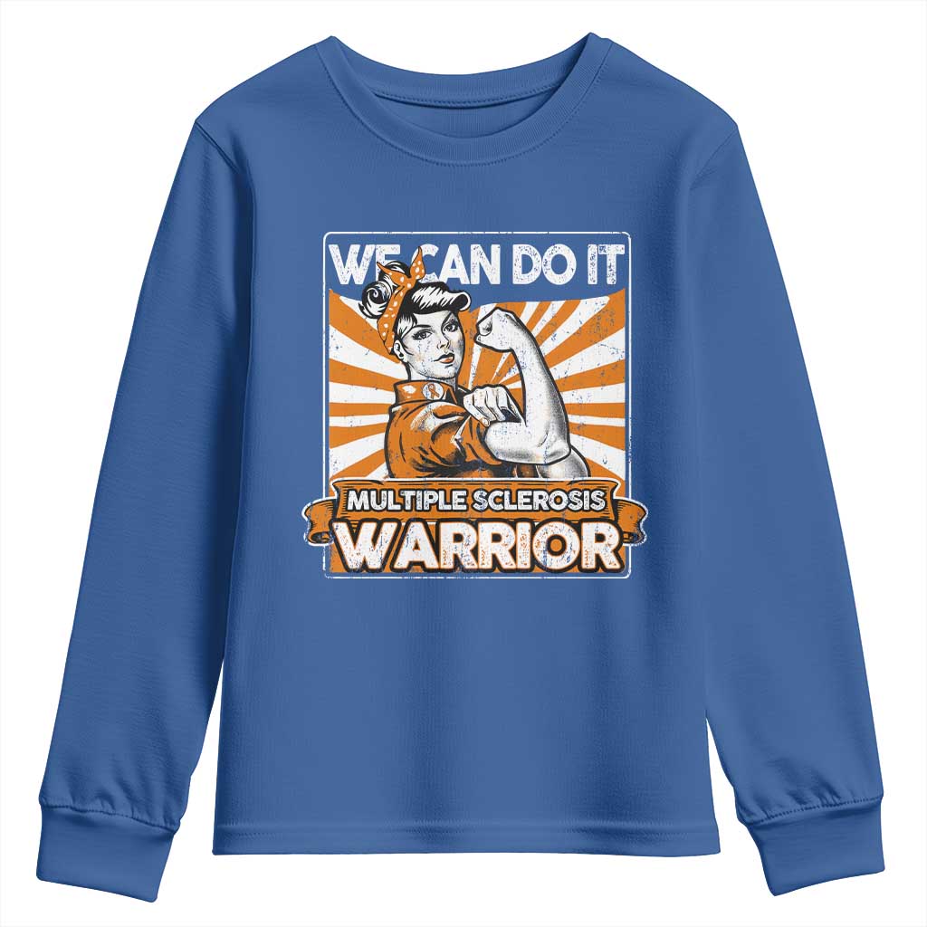 Multiple Sclerosis Support Squad Youth Sweatshirt Orange Ribbon MS Warrior