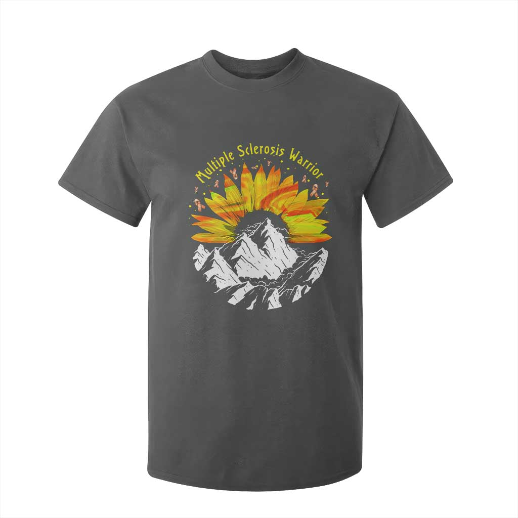 MS Warrior T Shirt For Kid Orange Ribbon Sunflower Multiple Sclerosis Support