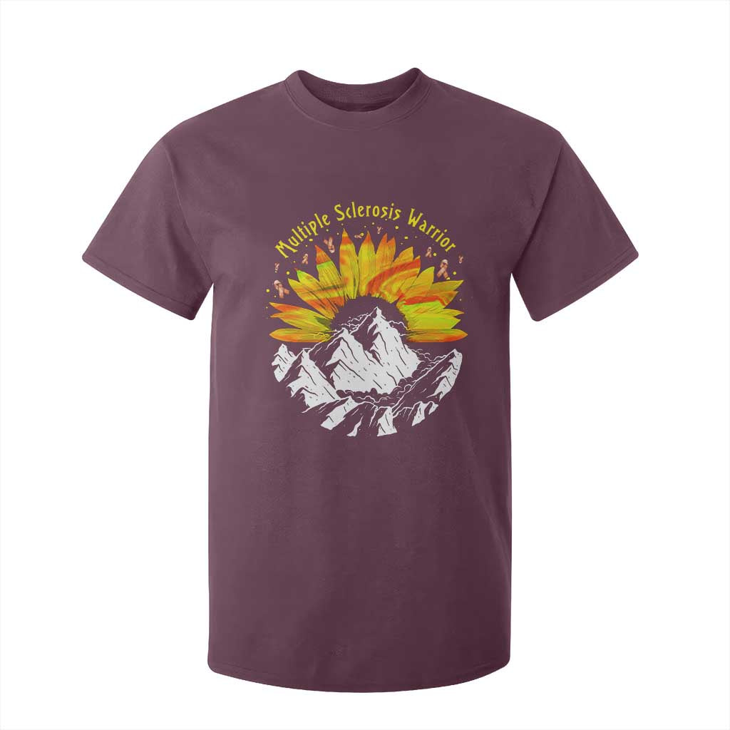 MS Warrior T Shirt For Kid Orange Ribbon Sunflower Multiple Sclerosis Support