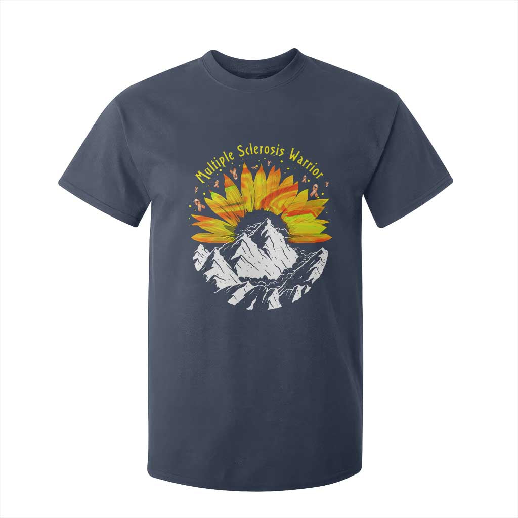 MS Warrior T Shirt For Kid Orange Ribbon Sunflower Multiple Sclerosis Support