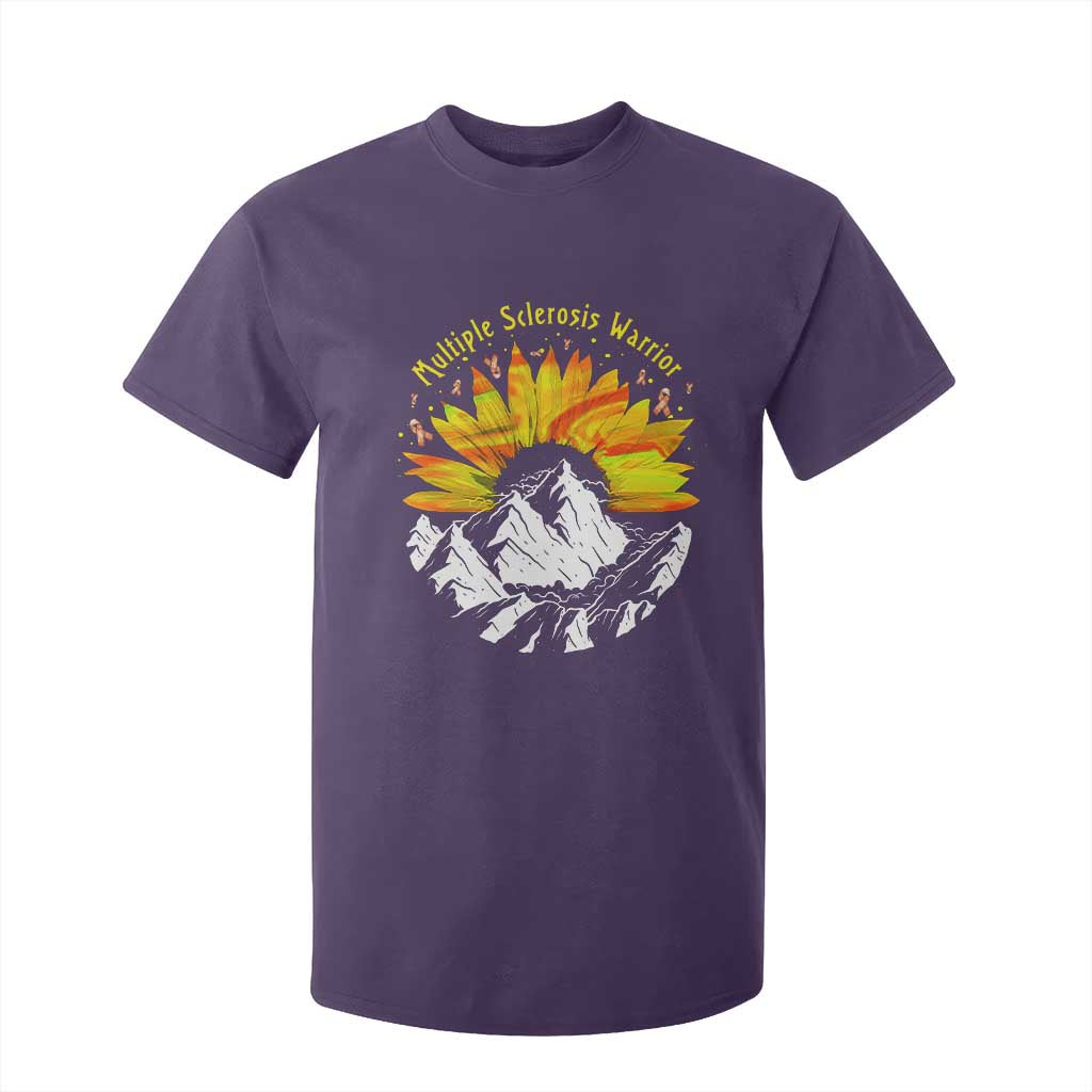 MS Warrior T Shirt For Kid Orange Ribbon Sunflower Multiple Sclerosis Support