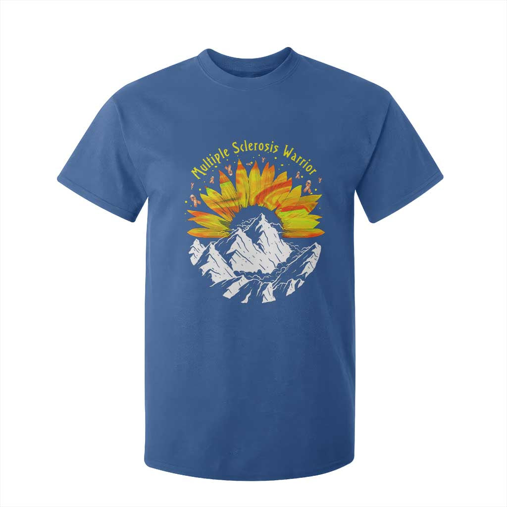 MS Warrior T Shirt For Kid Orange Ribbon Sunflower Multiple Sclerosis Support