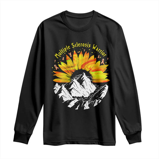 MS Warrior Long Sleeve Shirt Orange Ribbon Sunflower Multiple Sclerosis Support