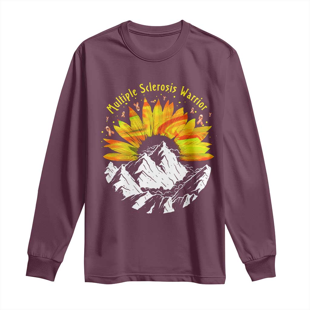MS Warrior Long Sleeve Shirt Orange Ribbon Sunflower Multiple Sclerosis Support