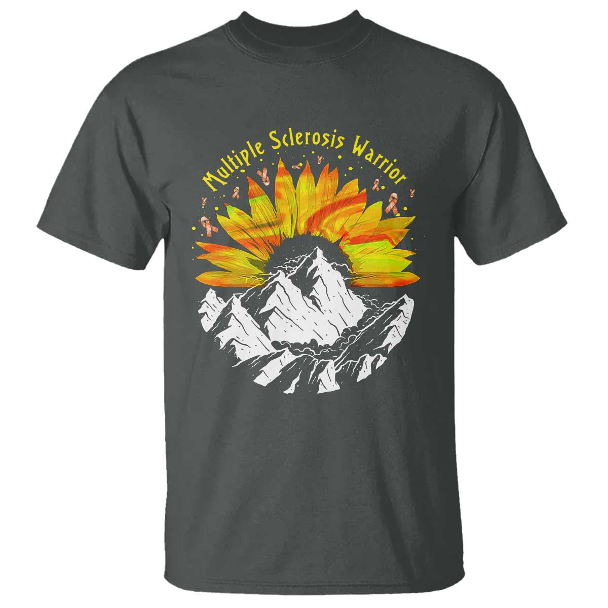 MS Warrior T Shirt Orange Ribbon Sunflower Multiple Sclerosis Support