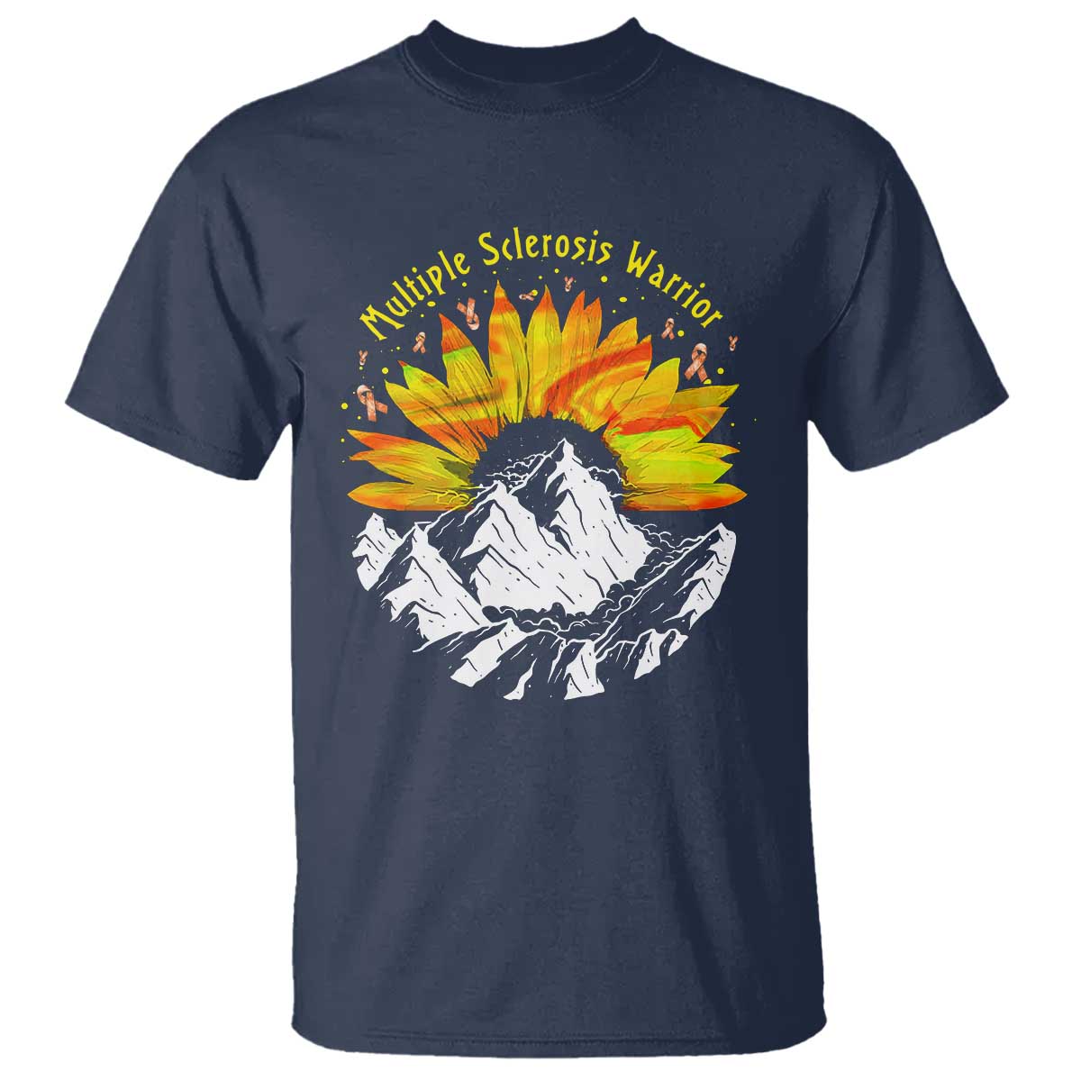 MS Warrior T Shirt Orange Ribbon Sunflower Multiple Sclerosis Support
