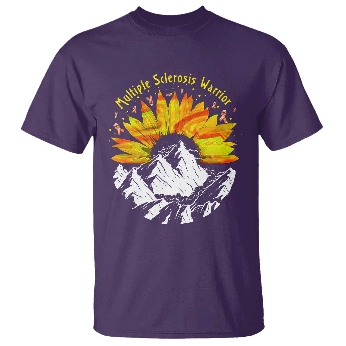 MS Warrior T Shirt Orange Ribbon Sunflower Multiple Sclerosis Support